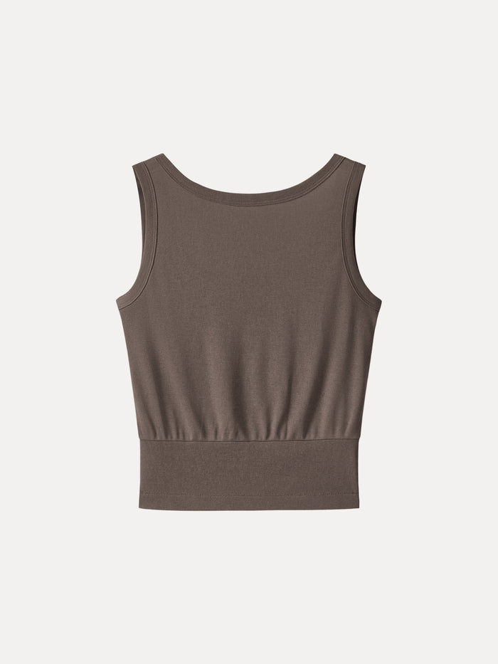 Cotton-Linen Blend Reversible Boatneck Low Back Top