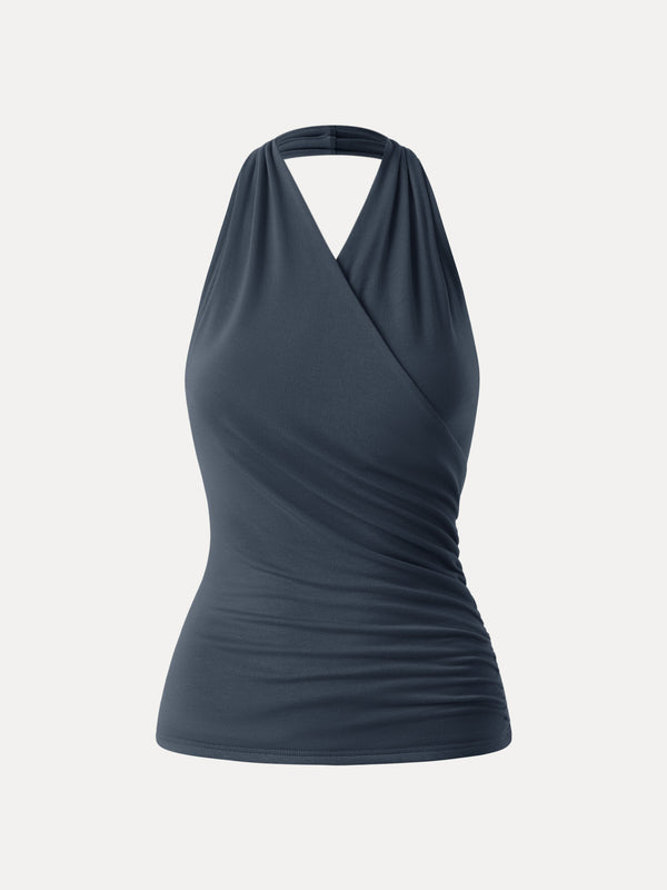 Buttery Smooth Surplice Halter Neck Sculpt Tank