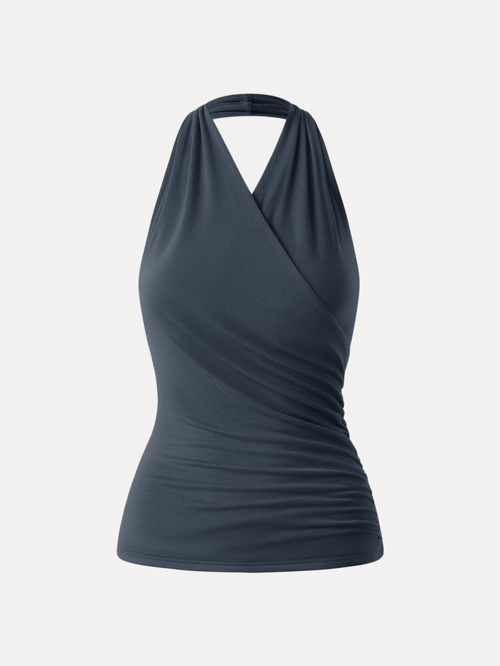 Buttery Smooth Surplice Halter Neck Sculpt Tank