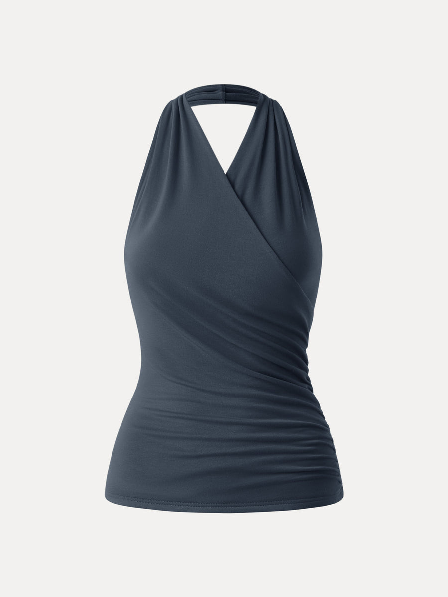 Buttery Smooth Surplice Halter Neck Sculpt Tank