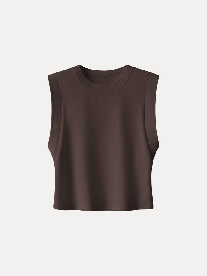 Soft Cotton Lyocell Cropped Wide Shoulder Tank