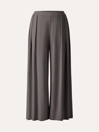 Mid Rise Pleated Wide Leg Palazzo Pants with Pockets