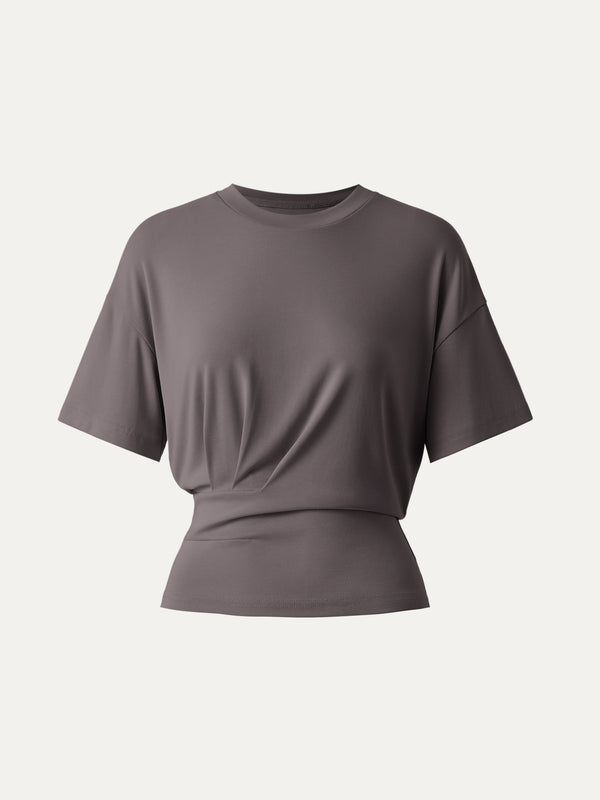 Crewneck Short Sleeve Tucked Tee