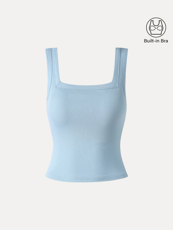 Slinky Square Open-Back Bra Tank Top