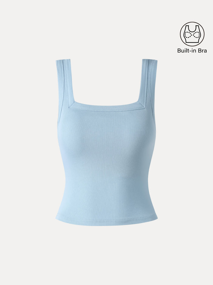 Slinky Square Open-Back Bra Tank Top