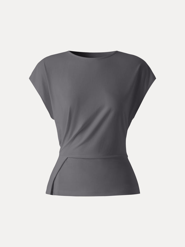 Cooling Ponte Relaxed Round Neck Tucked Top