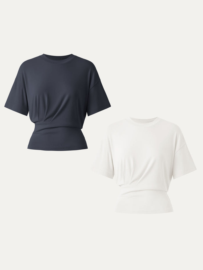Crewneck Short Sleeve Tucked Tee