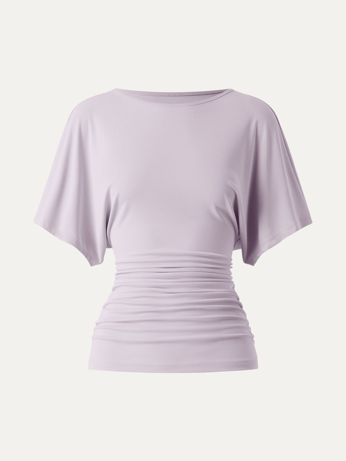 Effortless Boatneck Batwing Sleeve Side Ruched Top