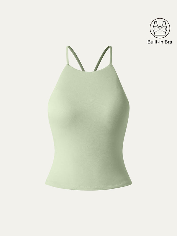 Tie Back Bandless Crop Bra Tank Top