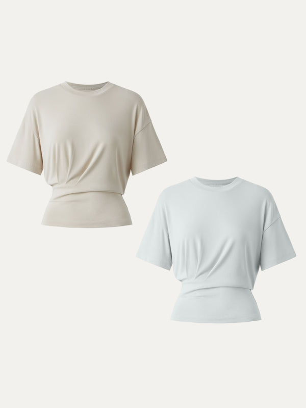 Crewneck Short Sleeve Tucked Tee