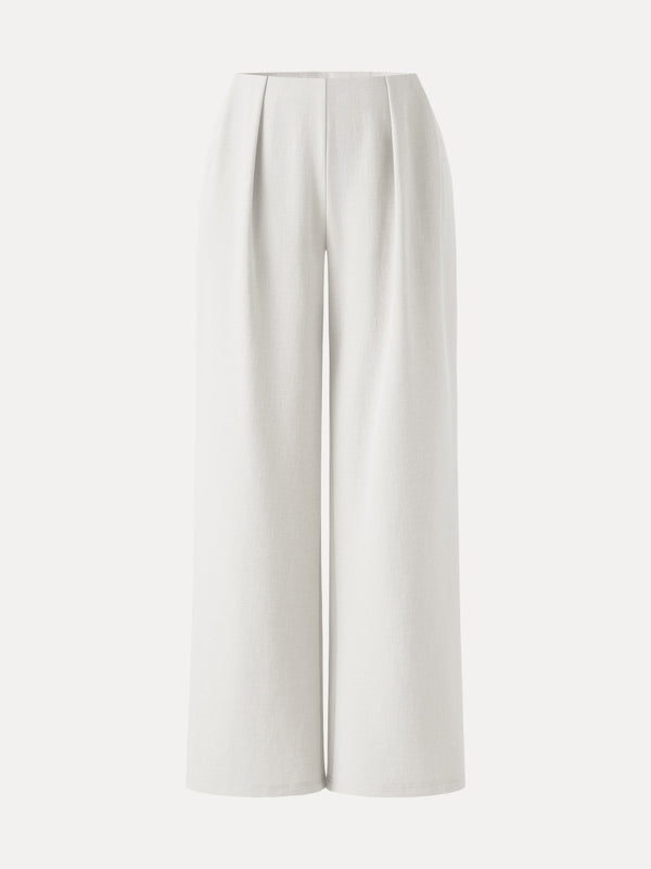 Airy Stretch Linen Wide Flare Pant with Pockets