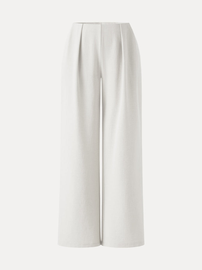Airy Stretch Linen Wide Flare Pant with Pockets