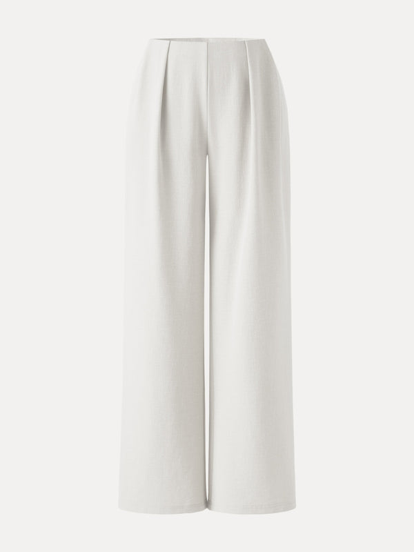 Airy Stretch Linen Wide Flare Pant with Pockets