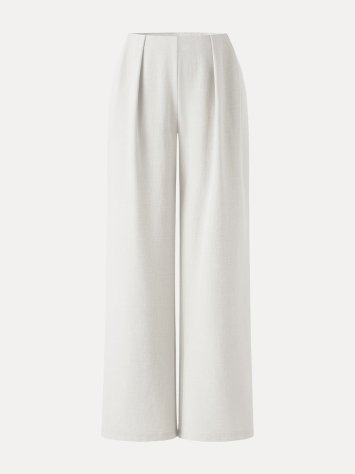 Airy Stretch Linen Wide Flare Pant with Pockets