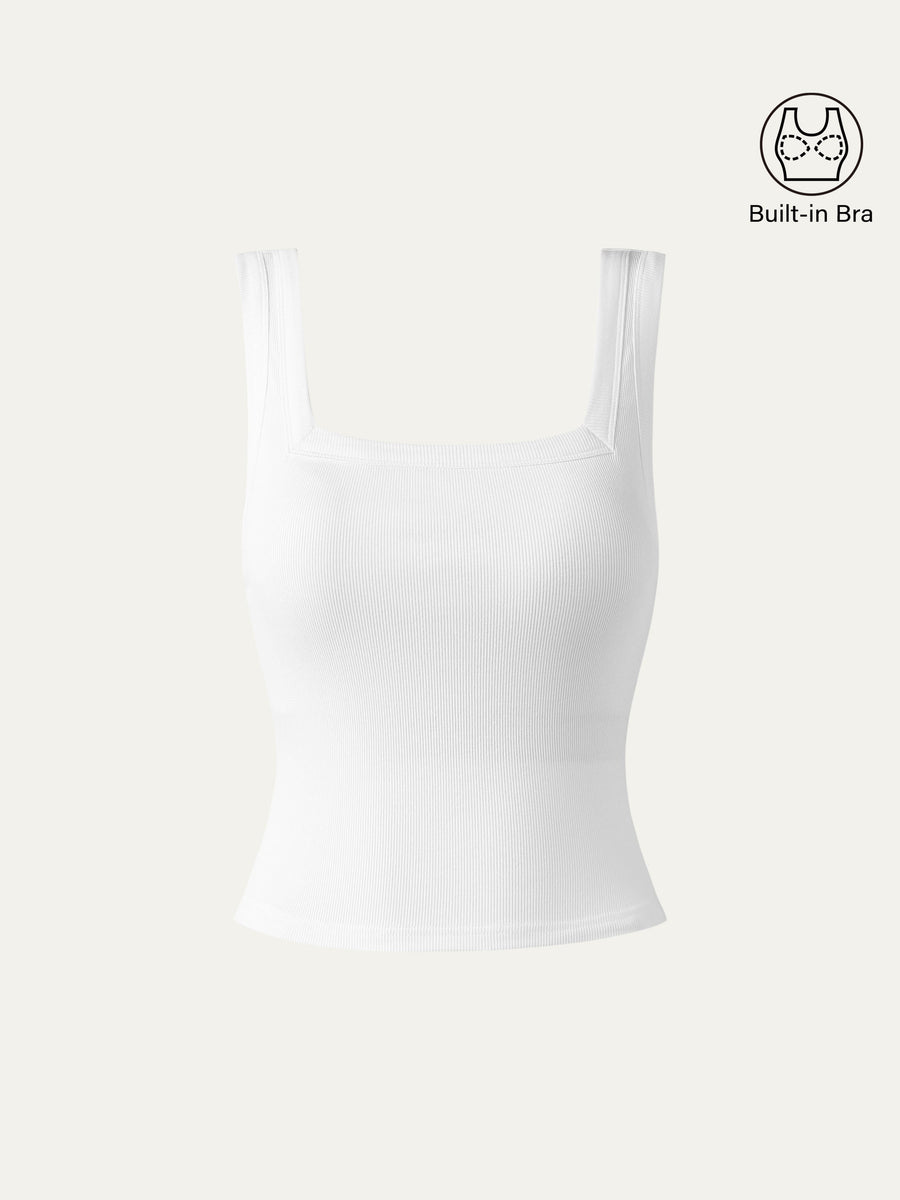 Slinky Square Open-Back Bra Tank Top