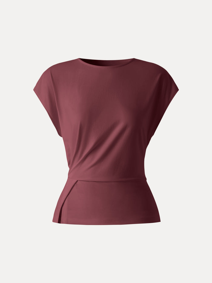 Cooling Ponte Relaxed Round Neck Tucked Top