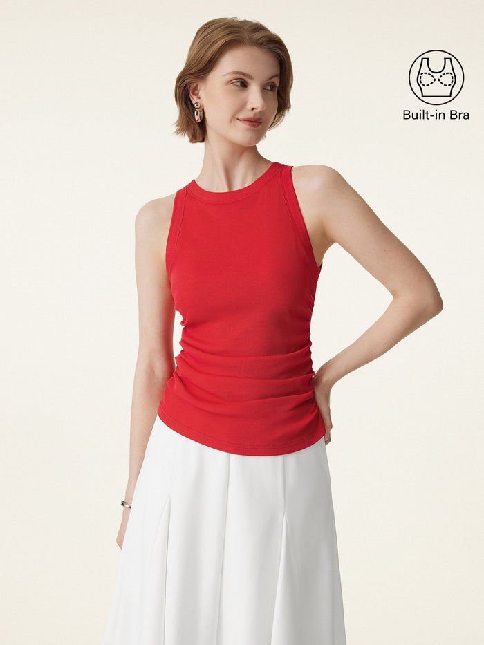 Crewneck Side Ruched Bra Tank