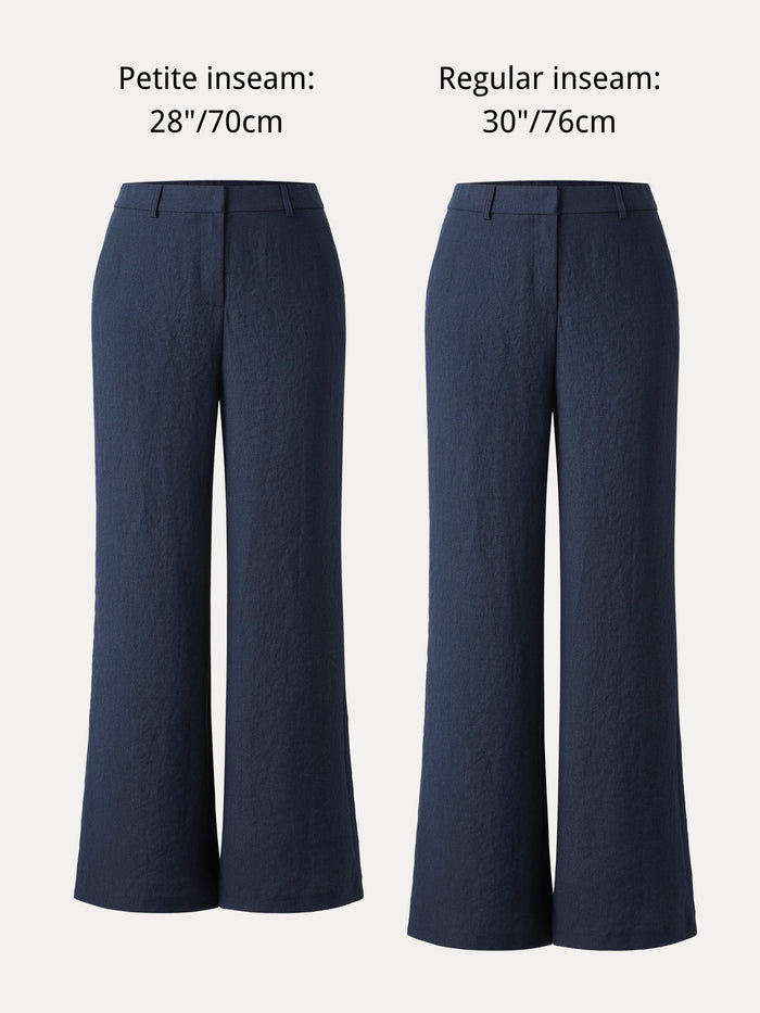 European Linen Mid Rise Flared Pant with Pockets