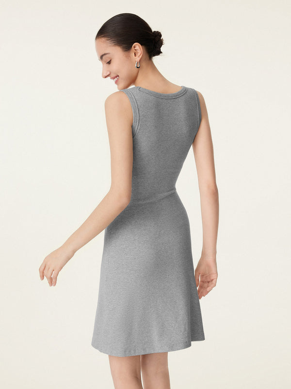 Flattering V-neck A-line New Airy Bra Tank Dress