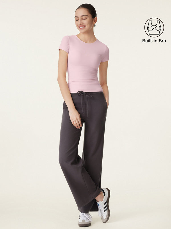 Crewneck Slimming Short Sleeve New Airy Bra Top