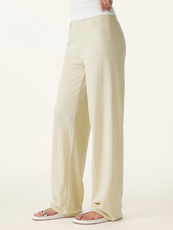 Wrinkle-resistant Cotton-linen Mid Rise Straight Leg Pant