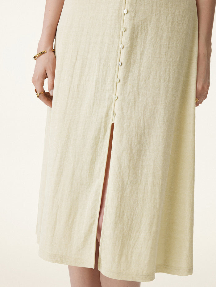 2Pcs Set V-neck Button Front Midi Vest Dress & Mid Rise Straight Leg Pant