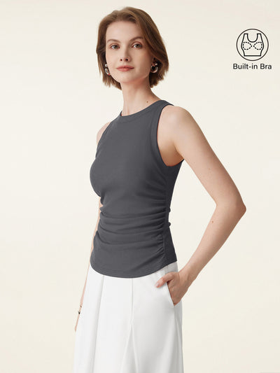 Crewneck Side Ruched Bra Tank