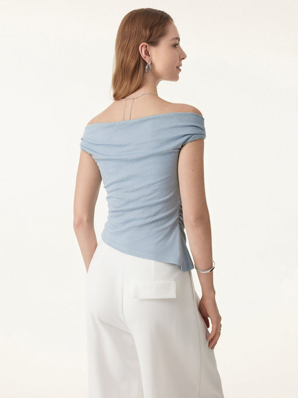 Off Shoulder Cotton-Linen Gathered New Airy Bra Tank