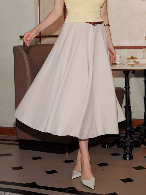 Lyocell Blend Volume Skirt with Pockets