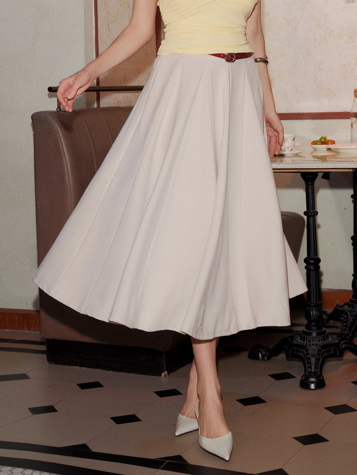 Lyocell Blend Volume Skirt with Pockets