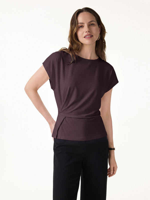 Cooling Ponte Relaxed Round Neck Tucked Top