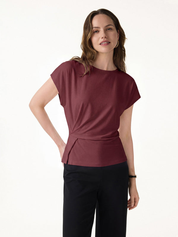 Cooling Ponte Relaxed Round Neck Tucked Top