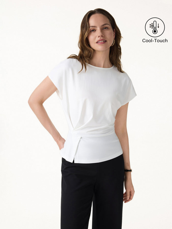 Cooling Ponte Relaxed Round Neck Tucked Top