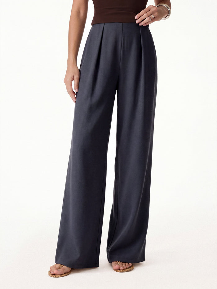 Airy Stretch Linen Wide Flare Pant with Pockets