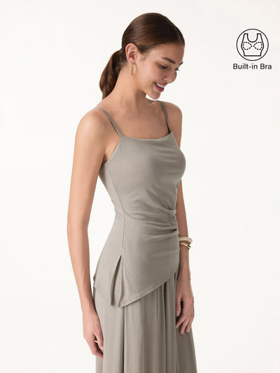 Spaghetti Bra Top with Side Slit