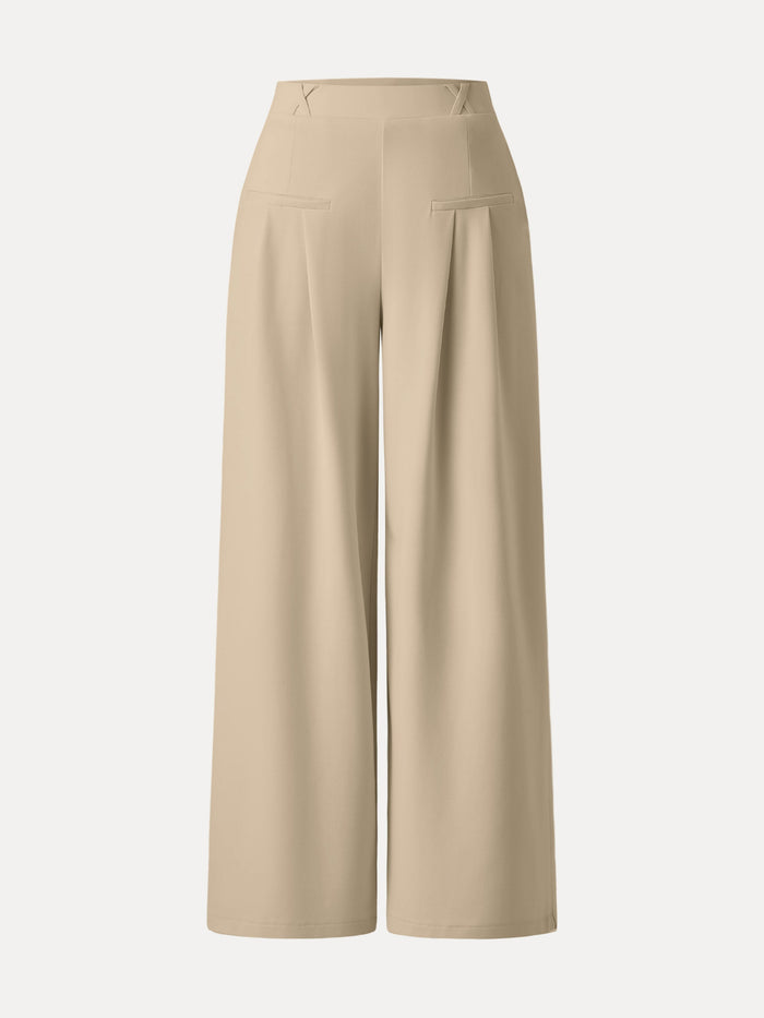 Mid Rise Wide Leg Trouser with Pockets Drapey Bamboo Ponte