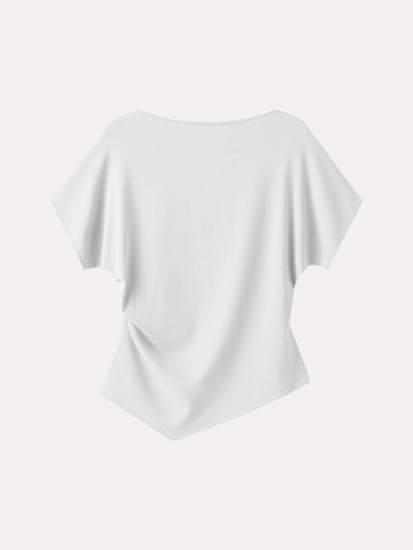 Cotton Lyocell Boatneck Angled Summer Tee