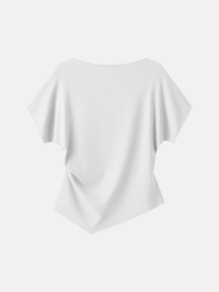 Cotton Lyocell Boatneck Angled Summer Tee