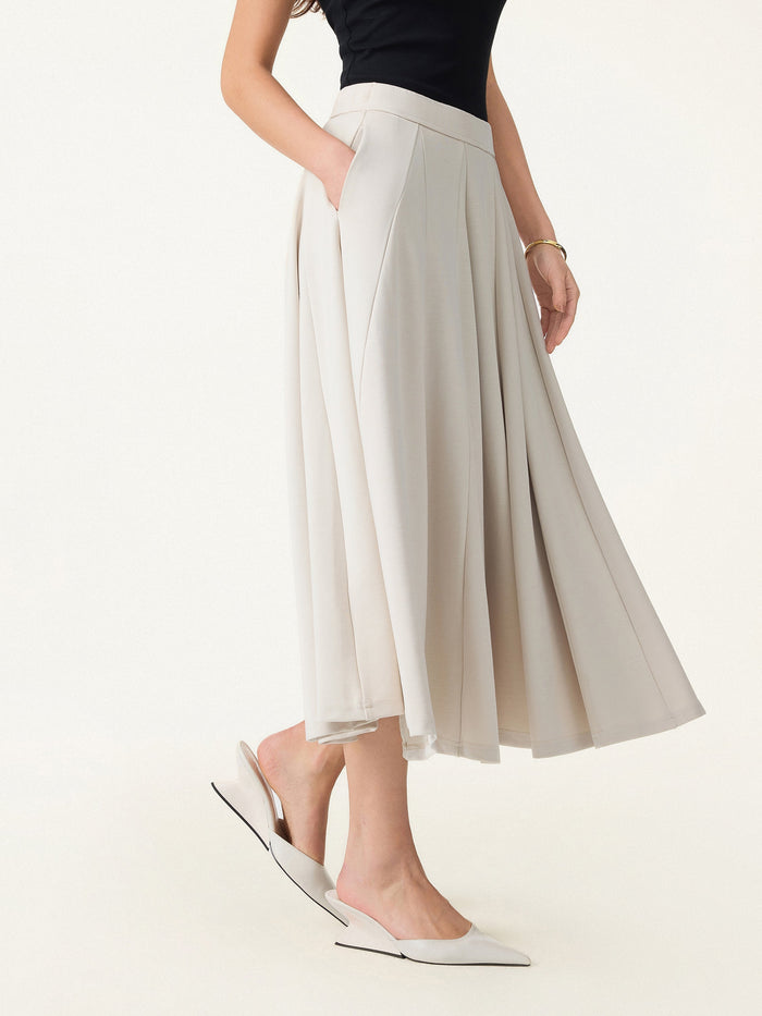 Lyocell Blend Volume Skirt with Pockets