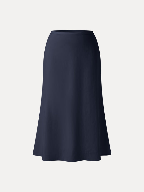 Lyocell-Linen Blend Maxi Flared Pull-On Skirt