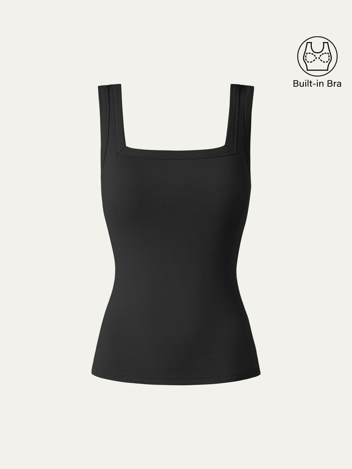 Slinky Square Open-Back Bra Tank Top