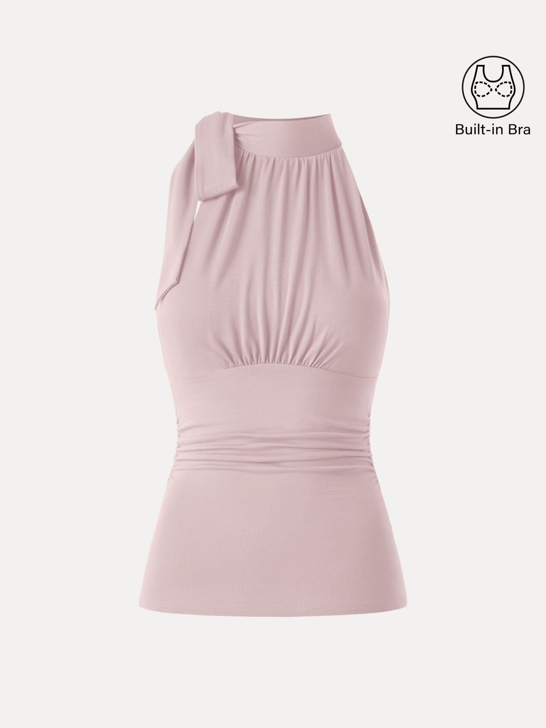 Side Ruched High Tie Neck New Airy Bra Tank