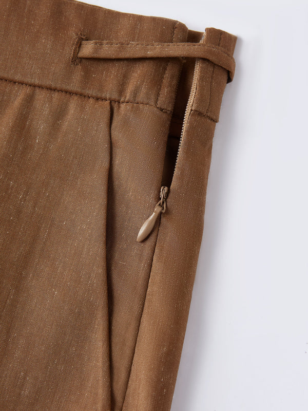 Wrinkle-Resistant Linen Drawstring Wide Leg Pant with Pockets