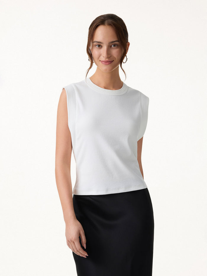 Soft Cotton Lyocell Cropped Wide Shoulder Tank