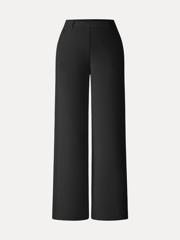 Stretch Cotton Blend Slimming High Rise Wide Leg Pant
