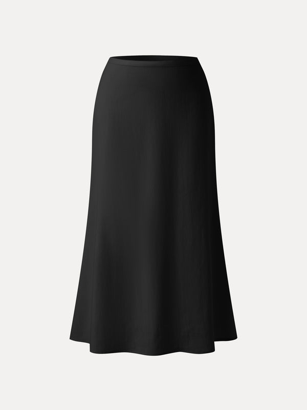 Lyocell-Linen Blend Maxi Flared Pull-On Skirt
