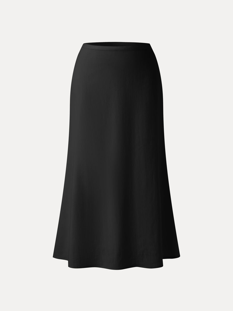 Lyocell-Linen Blend Maxi Flared Pull-On Skirt