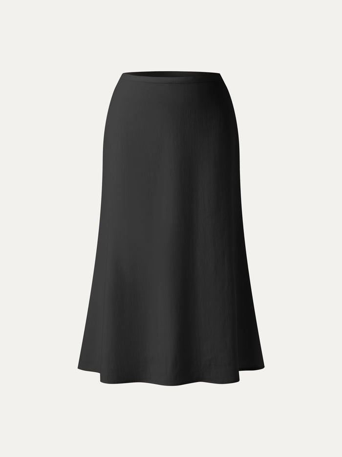 Lyocell-Linen Blend Maxi Flared Pull-On Skirt
