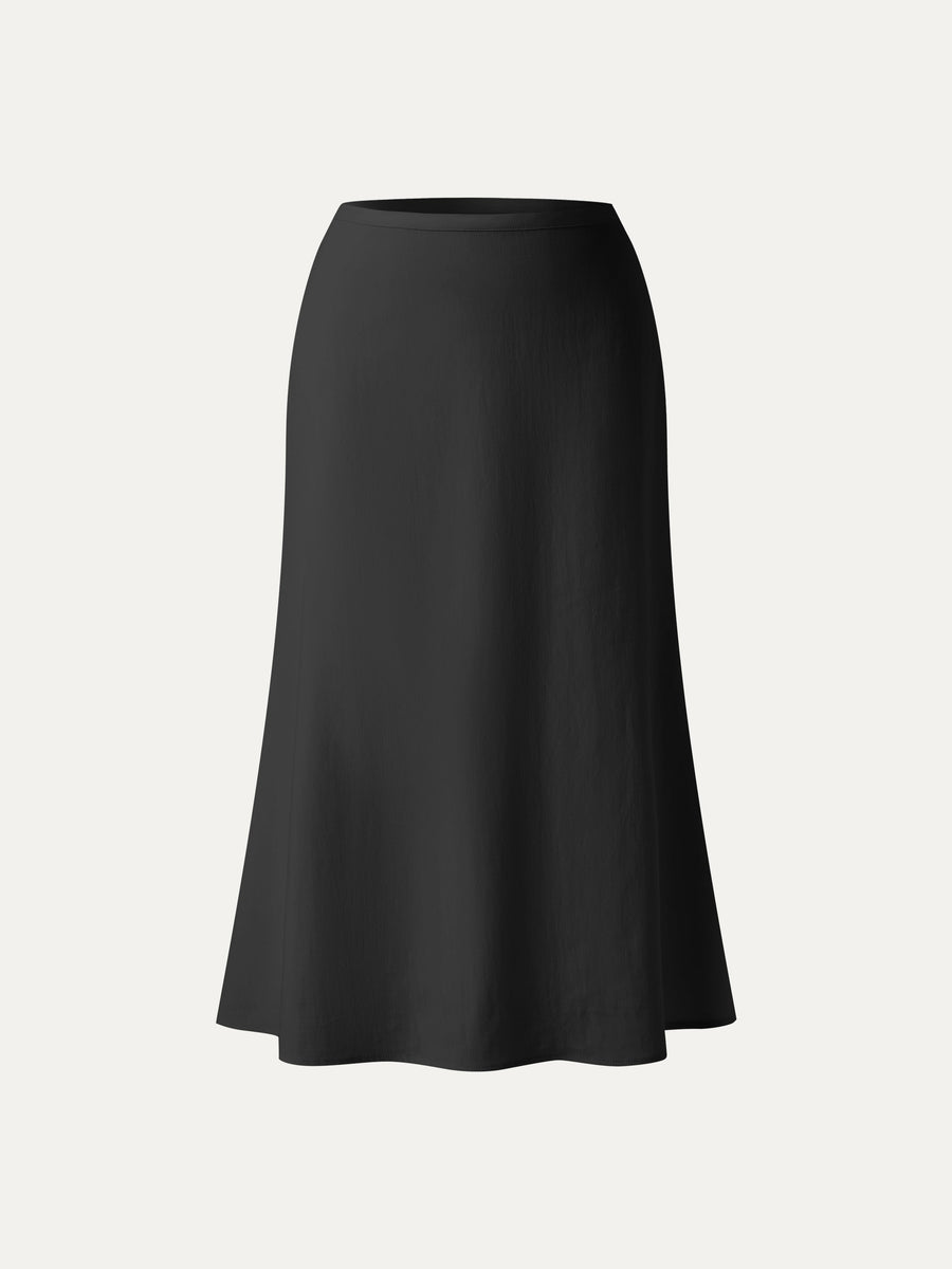 Lyocell-Linen Blend Maxi Flared Pull-On Skirt