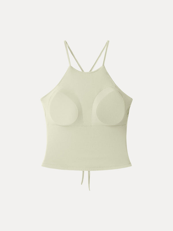 Tie Back Bandless Crop Bra Tank Top
